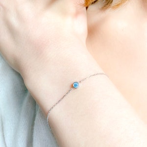 Personalized Birthstone Bracelet - Personalized Bridesmaid Gift for Her - Bracelets for Women, Silver Jewelry Bracelet
