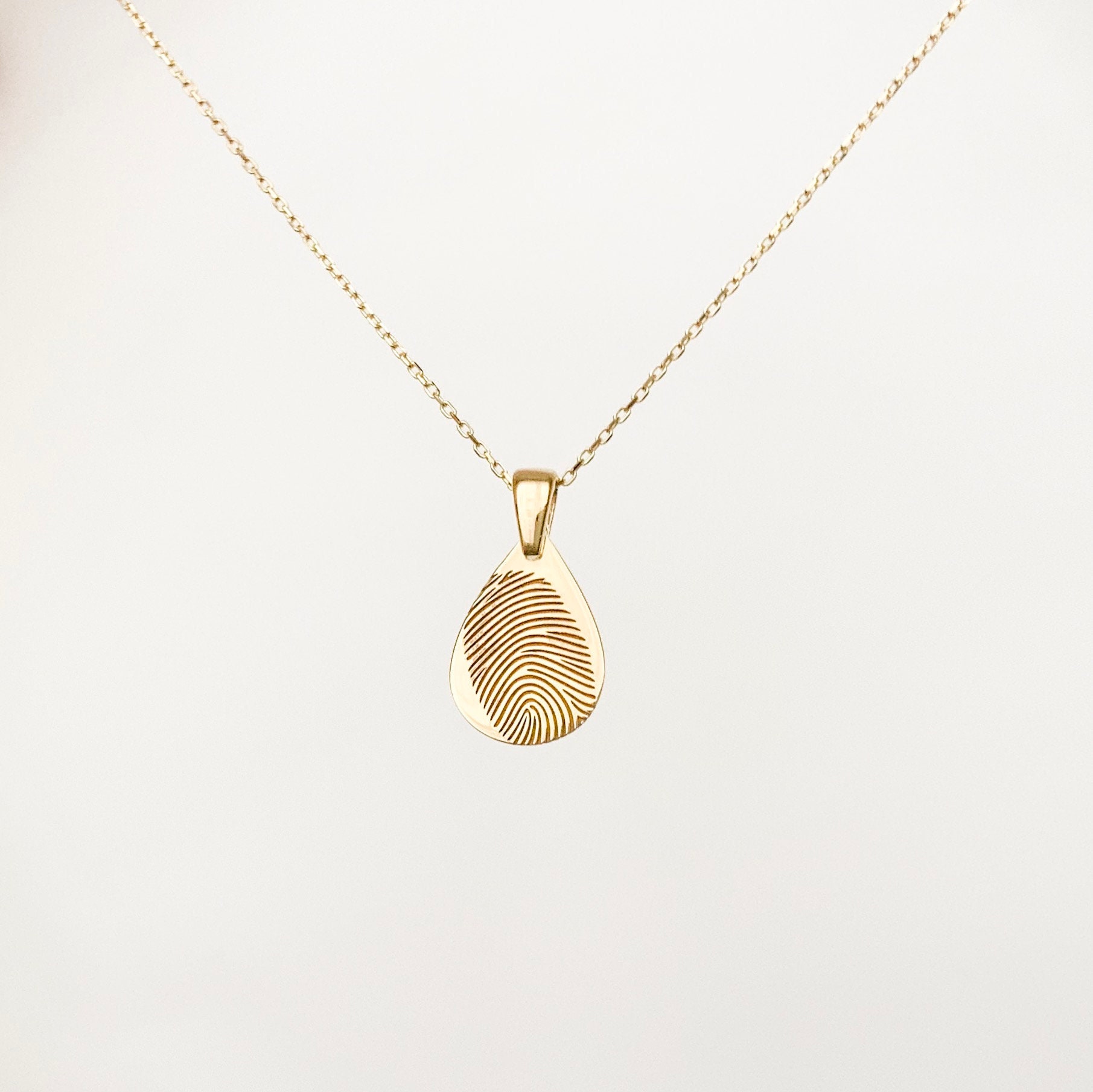 14K Solid Gold Fingerprint Necklacepersonalized Fingerprint Etsy