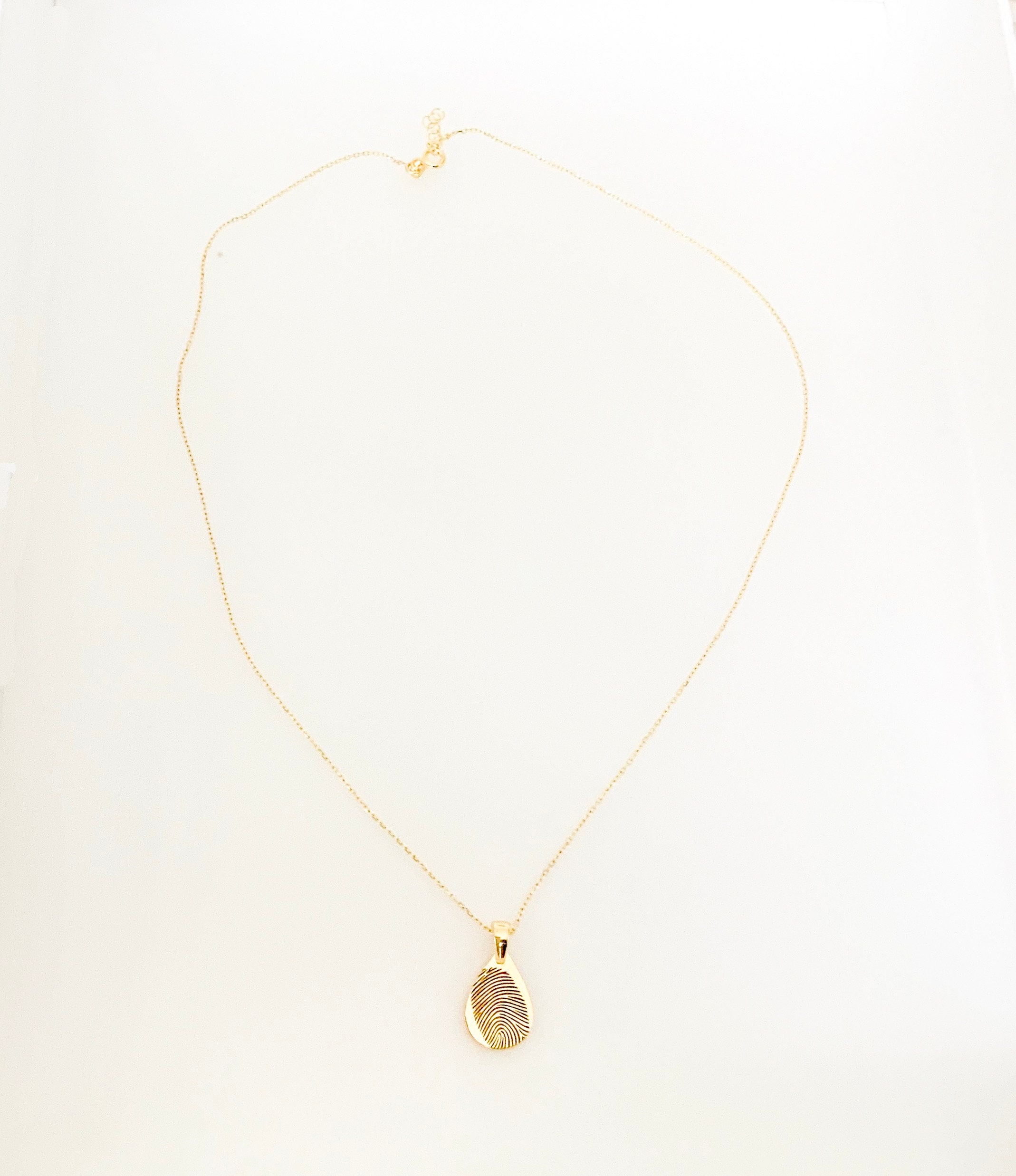 14K Solid Gold Fingerprint Necklacepersonalized Fingerprint Etsy