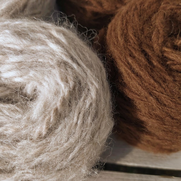 100 % heimische Alpakawolle Garn Strickgarn handgesponnen & ökologisch reine Natur ungefärbt unbehandelt tolle Naturfarben