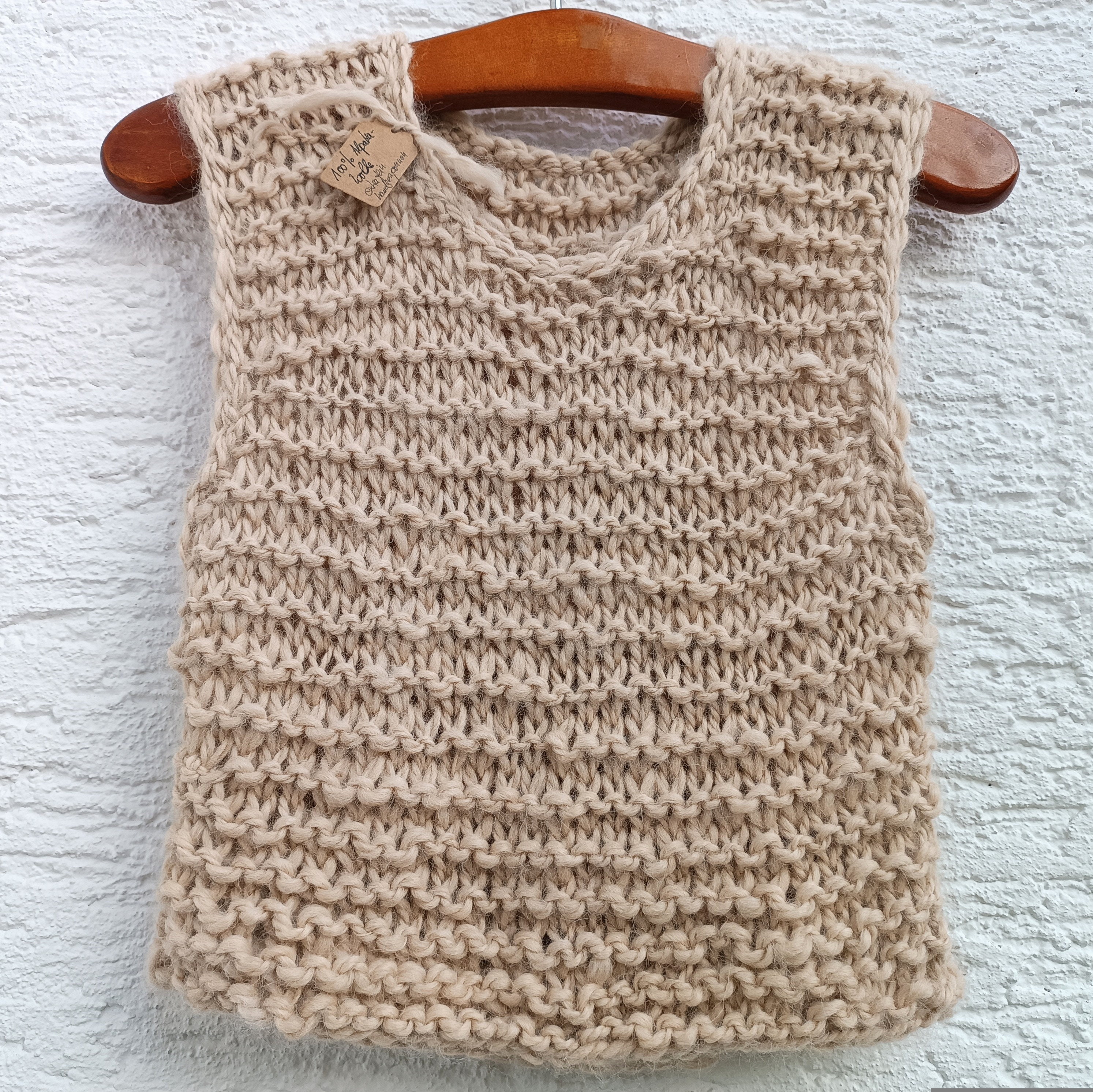 Grobstrick kurzer Pullunder tailliert 100% reine Alpakawolle