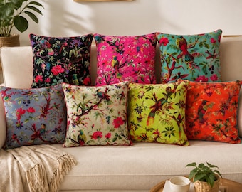 Velvat Floral Pillow Cover Boho Decorative Botanical Cushion Cover Room Decor Colorful throw pillowcase