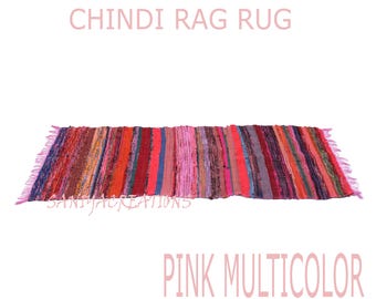 Alfombra Chindi tejida a mano, alfombra Durrie Boho de algodón reciclado