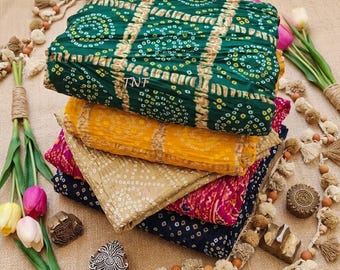 Indian Handmade Bandhani Silk Dupatta - Lot of 1 to 100 Pieces - Perfect for Weddings Parties and Gifts Party Wear Scrave for her-Mom-Wife