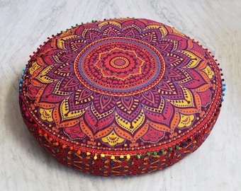 Large Round Papasan Cushion Cover Handmade New Mandala Design