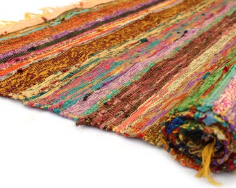 Bohemian Chindi Rag Rug – Multicolor Cotton Floor Decor Durrie