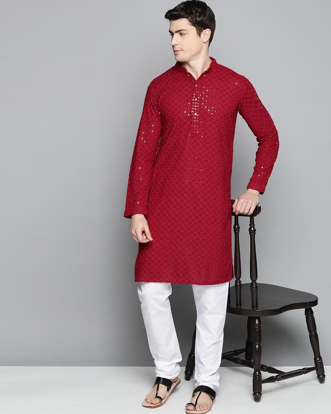 Dark red kurta pajama hotsell