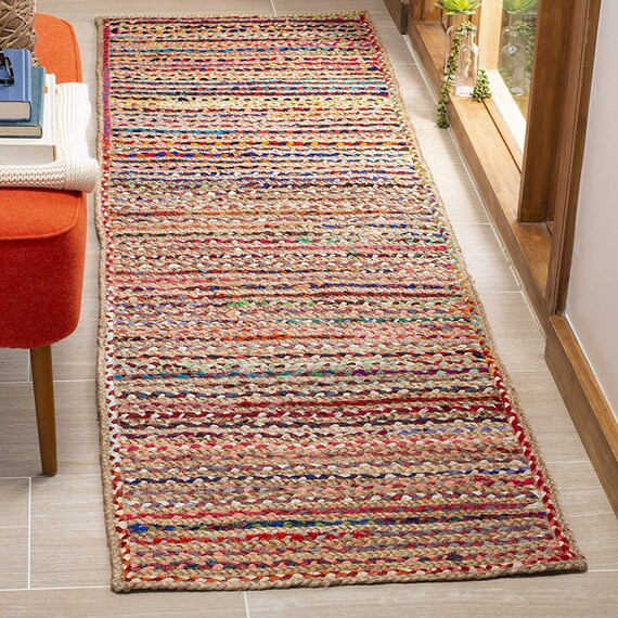 HOME DECOR RUG Colorful Cotton Jute Rug Runner Floor Etsy