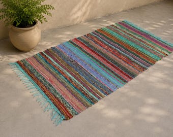 Durrie Handmade Multicolor Chindi Rug home Decor Rag Rug