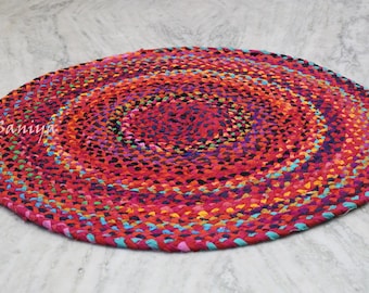 Alfombra tradicional colorida hecha a mano de algodón Chindi – reversible, ecológica,