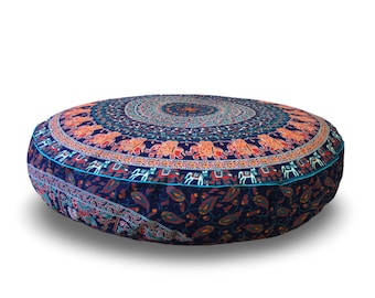 Handmade Round Cotton Cushion Cover Papasan Chair Cushions Cover Multicolor Floral Printed Home Decor