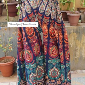 New Indian Women Palazzo Pant Floral Mandala Cotton Pant / Beautiful Women Fashionable Maxi Loose Pant&#39;s Yoga Skirt Trousers Night Pajama