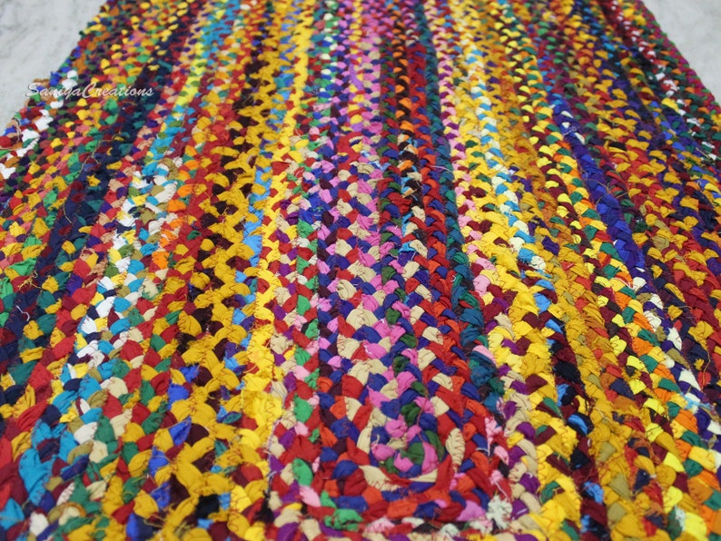 2x6 Feet Colorful Cotton Waste Rug Runner Area Rug Braided Etsy