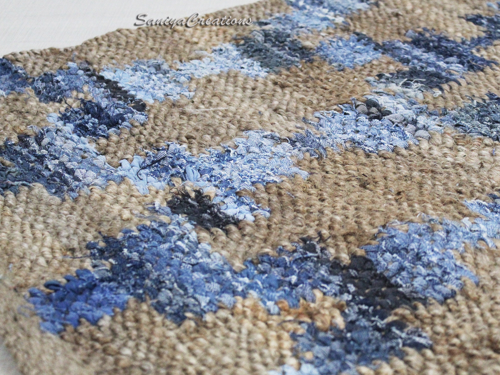 Indian Hand Braided Denim Jute Rug Floor Decor Rug Runner Area Etsy