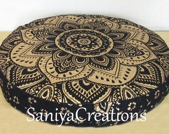 Handmade Mandala Floor Pillow Cover, 42" Round Cotton Cushion Home decor art