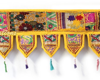 Indian Cotton Patchwork Valance Toran Window Valance Large Door Hanging Boho Curtain Patchwork Toran Handmade Home Décor Toran Door Mat