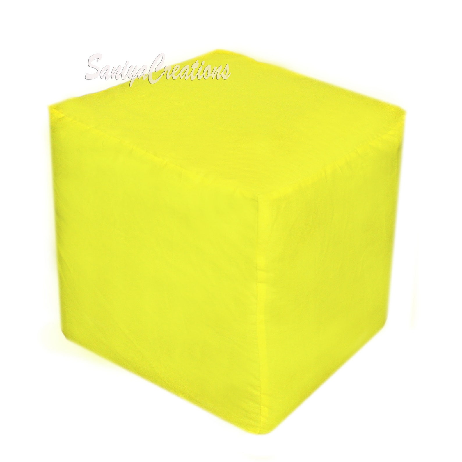 Indische handgemachte gelbe schlichte Farbe Platz Pouf Ottoman | Etsy