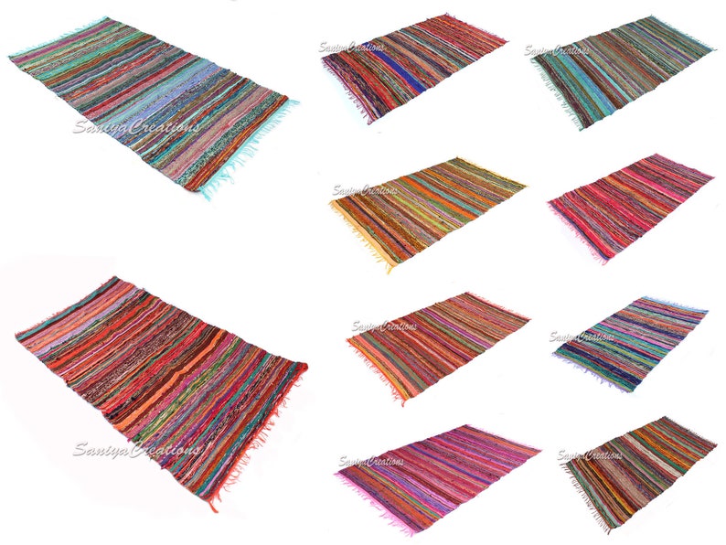 Indian 3X5 Ft Handmade Carpetlarge Chindi Rug Area Rag Rug Etsy