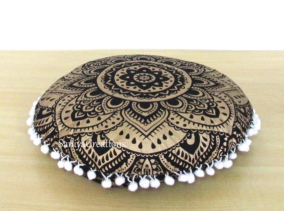 16inch Small Round Indian Handmade Floor Decor Pillow Cover 16inch Small Round Indian Handmade, Small Round Pillow