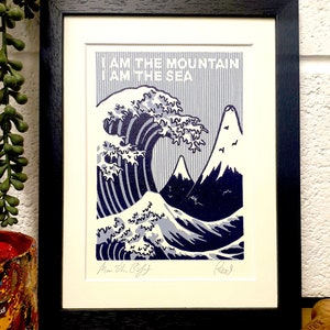 Biffy Clyro- Big Wave of Kanagawa Lino Print