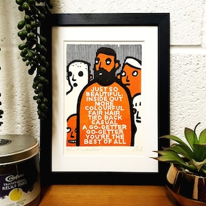 Maccabee Original Lino Print with Lyrics