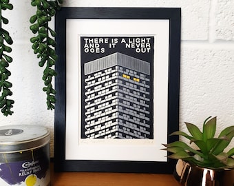 Smiths- Original Lino Print with Lyrics