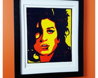 Amy Winehouse Lino Print