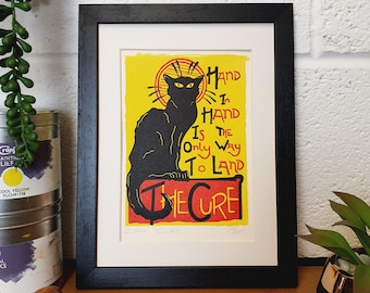 LoveCats, Original Hand Pressed Lino Print