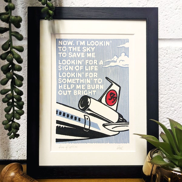 Foo Fighters- Learn To Fly Original Lino Print