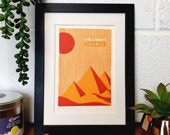 Pyramids Original Lino Print