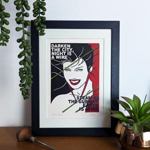 HungryLikeTheWolf: Impresión linográfica original de la banda británica de pop rock de los años 70 y 80.