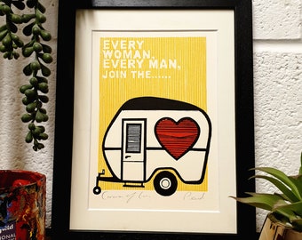 The Housemartins- Caravan of Love Original Lino Print