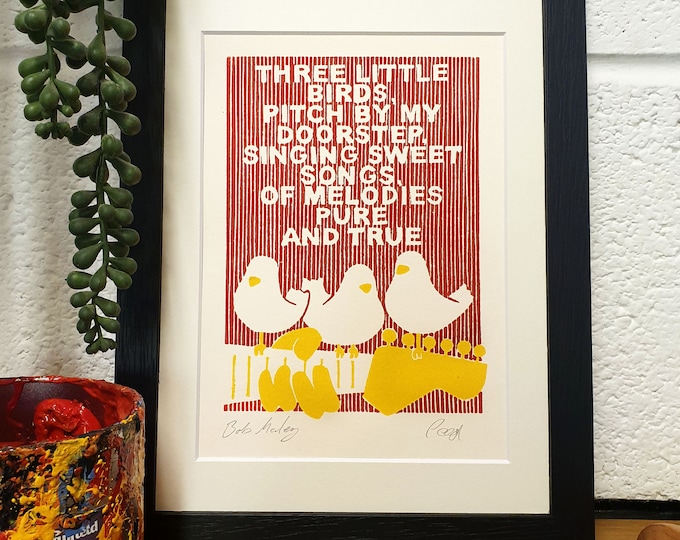 Bob Marley 3 Little Birds Lino Print