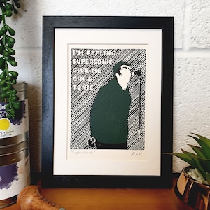 Oasis Lyrics and Liam Original Lino Print