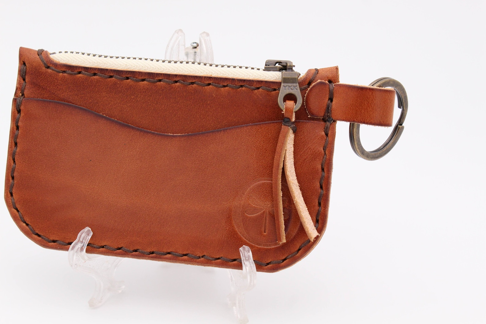 Leather Zipper Keychain Wallet Minimal Wallet Festival Etsy