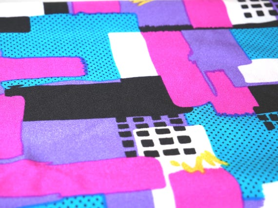 Vintage 90s Neon Geometric Print Spandex Fabric 1.5 Yards