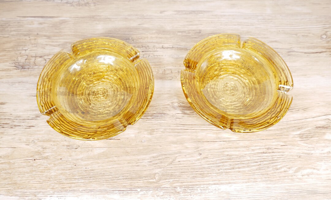 Rippled Amber Circular Glass Ashtray From Anchor Hocking - Etsy