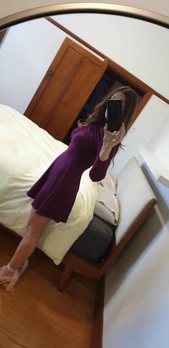 1960s Mod Purple Mini Dress