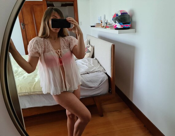 1950s Babydoll Baby Pink Night Coverup