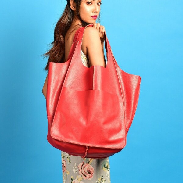 Red Over Size Tote Bag main image 1