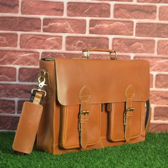 Mens leather 2024 laptop messenger bag