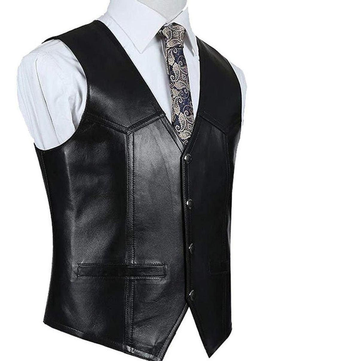 Mens leather dress vest clearance