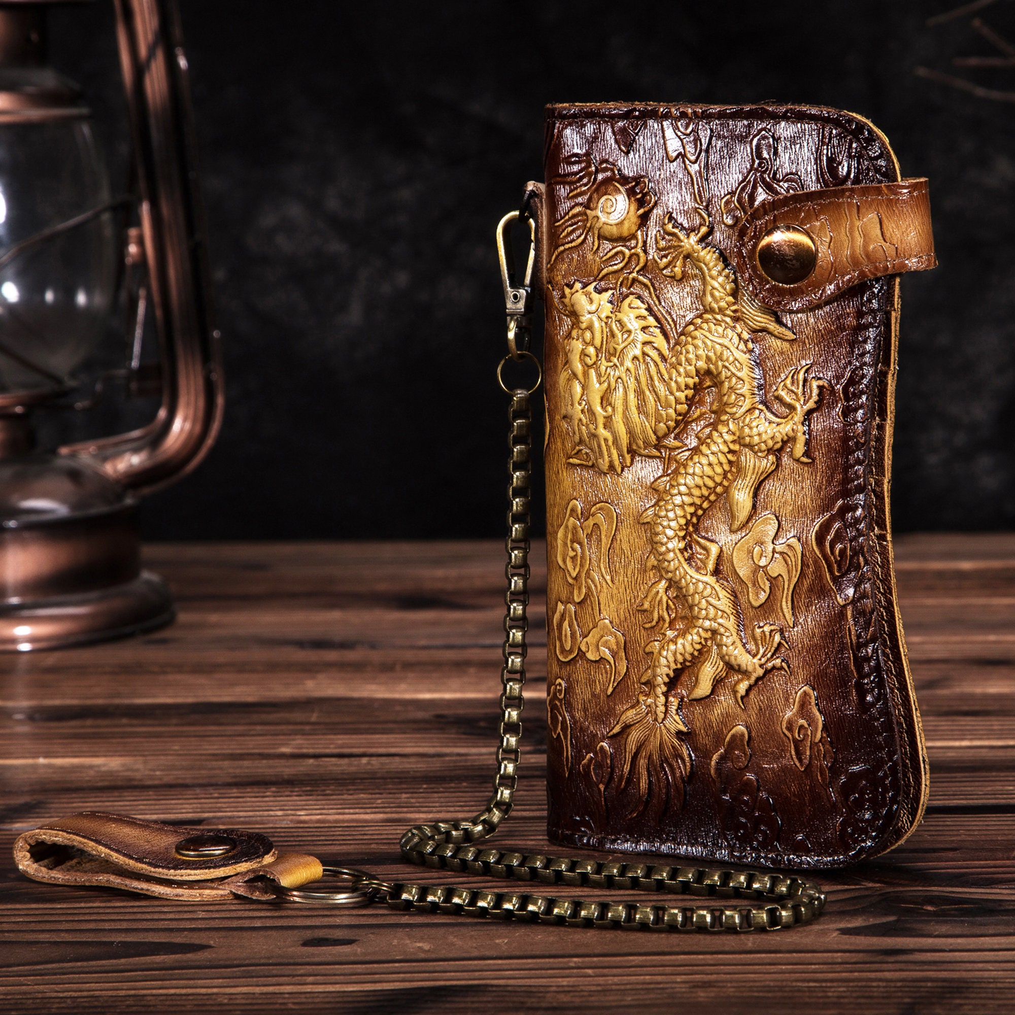 3D Dragon Embossed Genuine Leather Unisex Wallet Leather Etsy