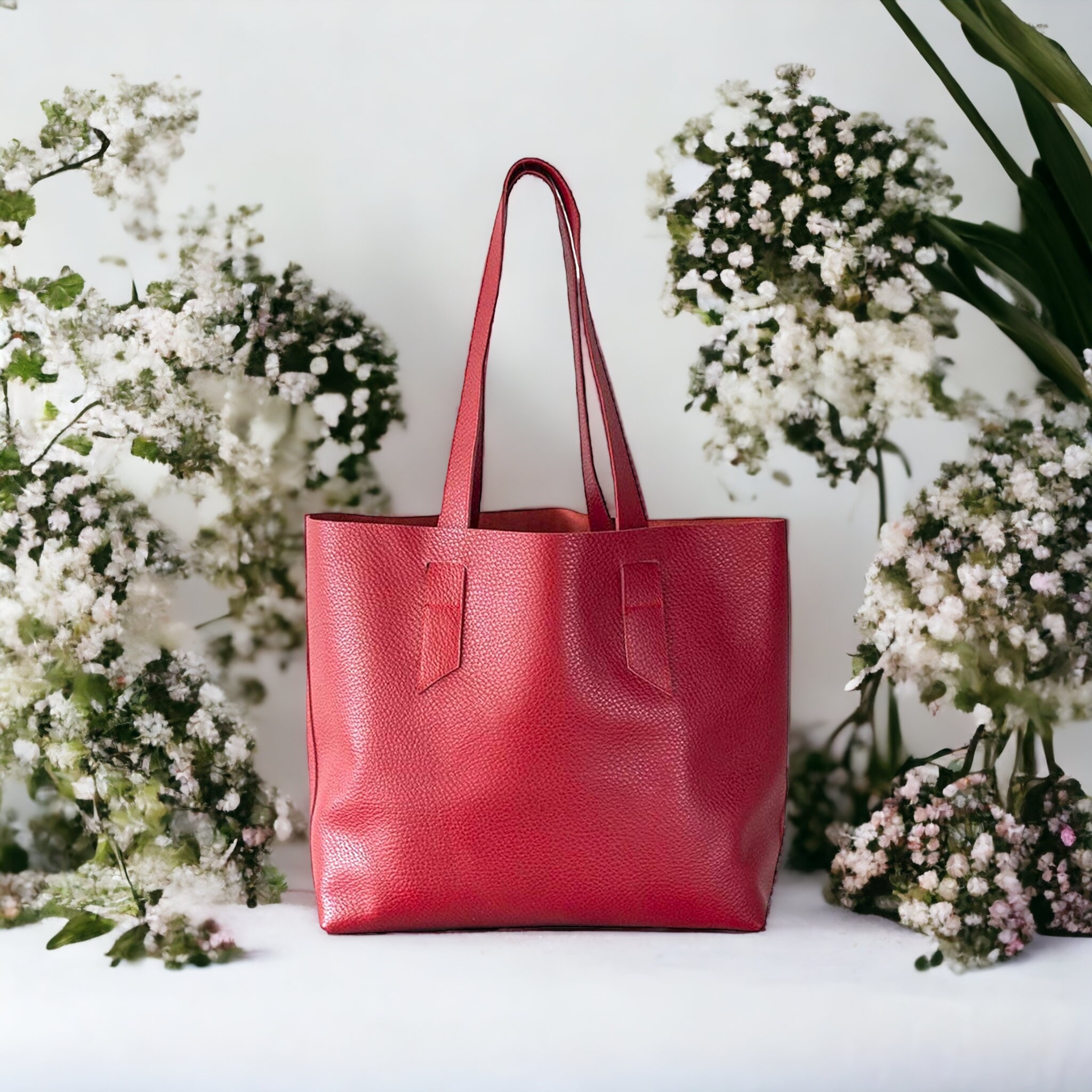 Red Leather Tote 