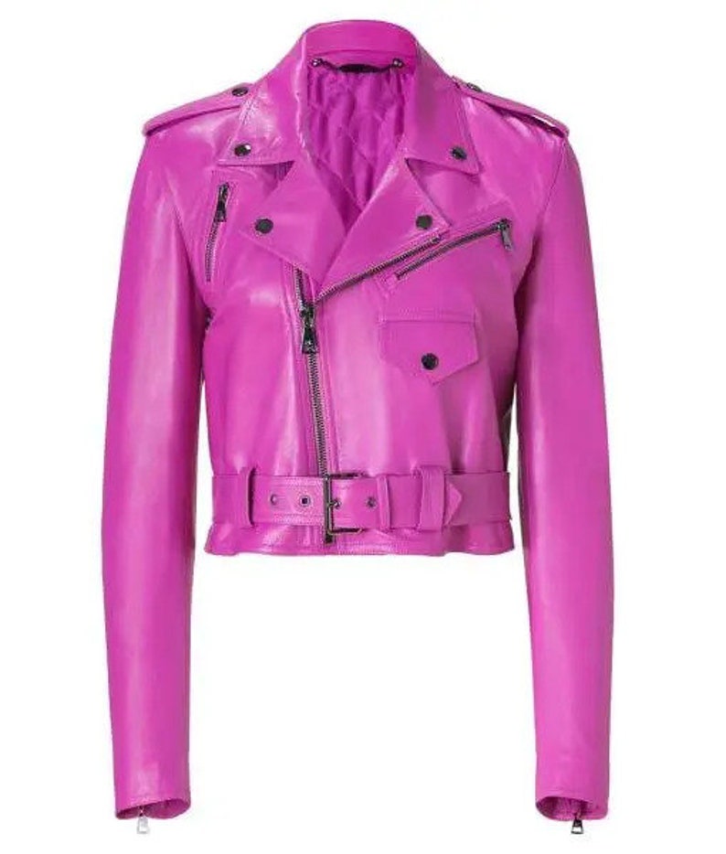 Womens Biker Motorcycle Jacket HOT PINK 100% Genuine Lambskin - Etsy