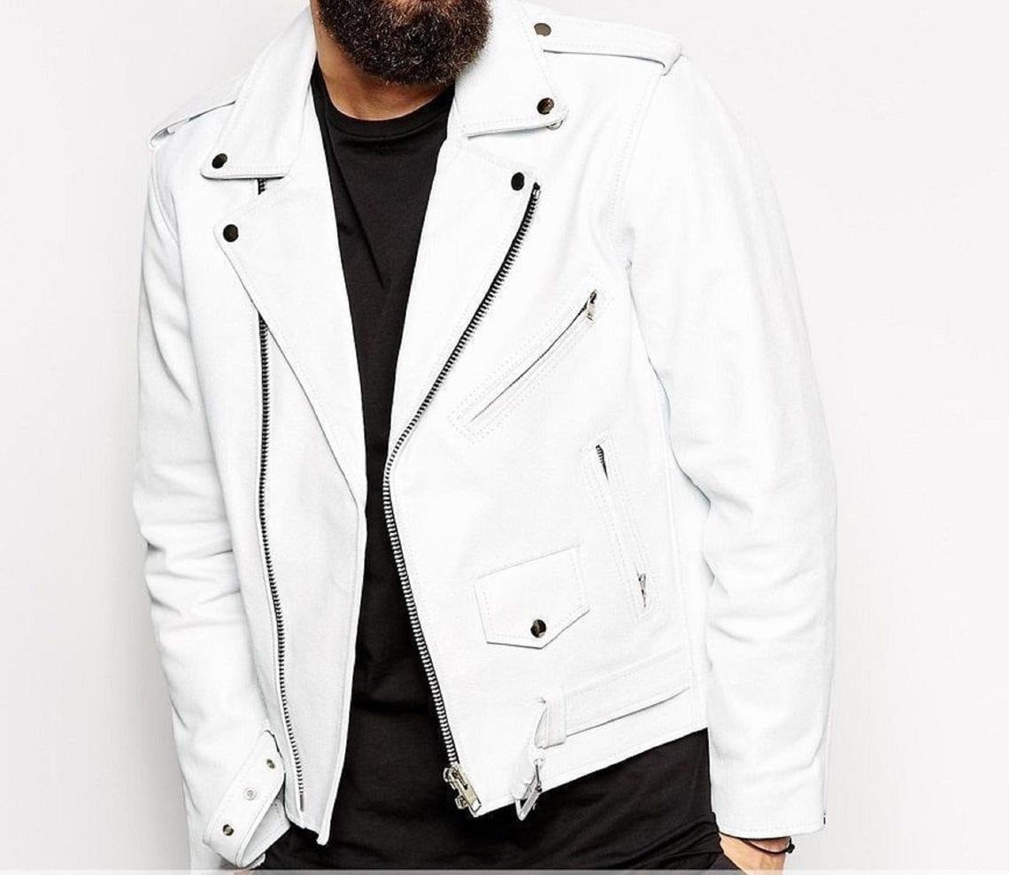 58 Best white leather jacket ideas