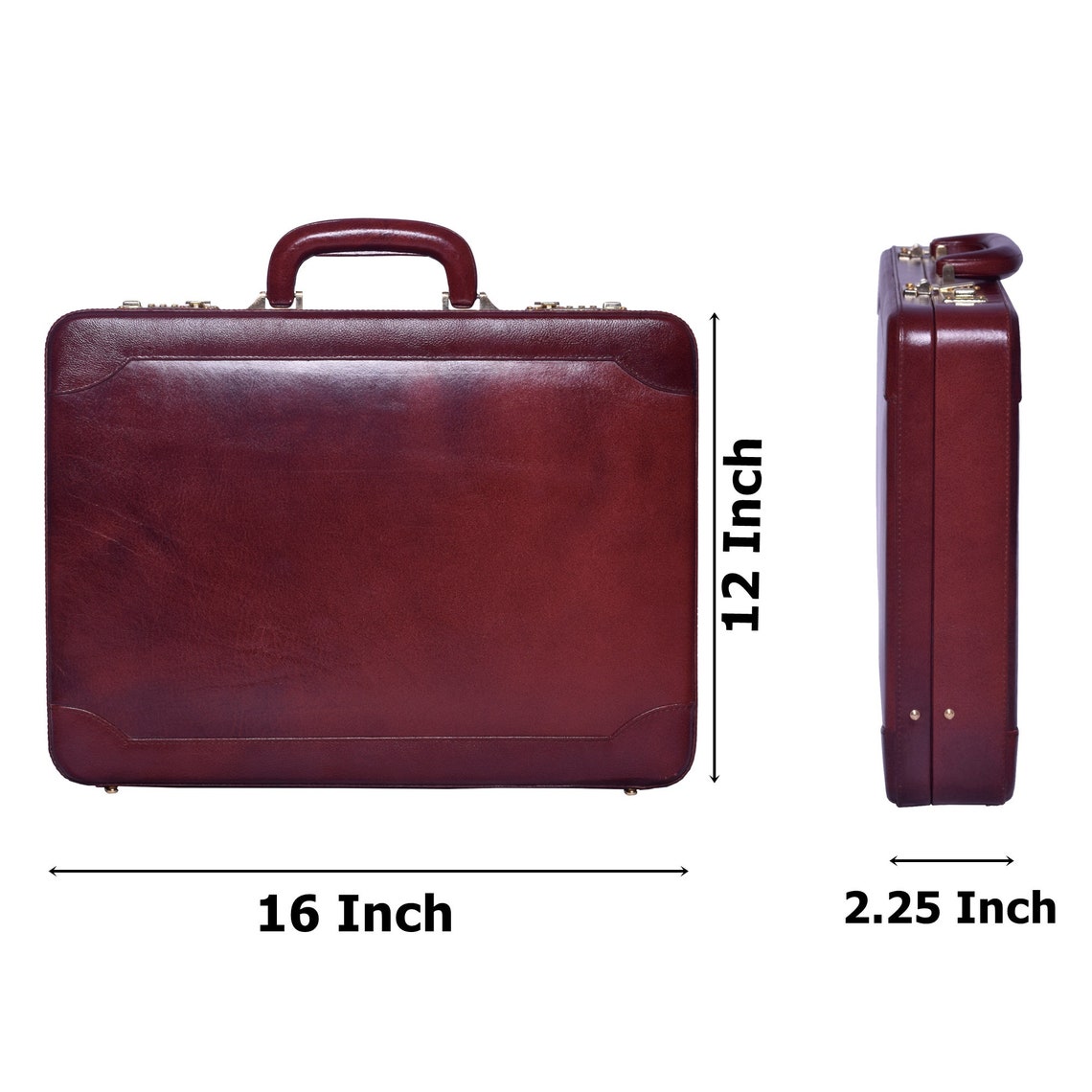 Genuine Leather Attache Briefcase Business Handbag for Men 14 Etsy