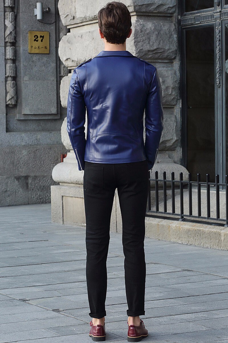 Milestone Lambskin Nappa Leather Jacket in Dark Blue — Uomo San Francisco |  Luxury European Menswear