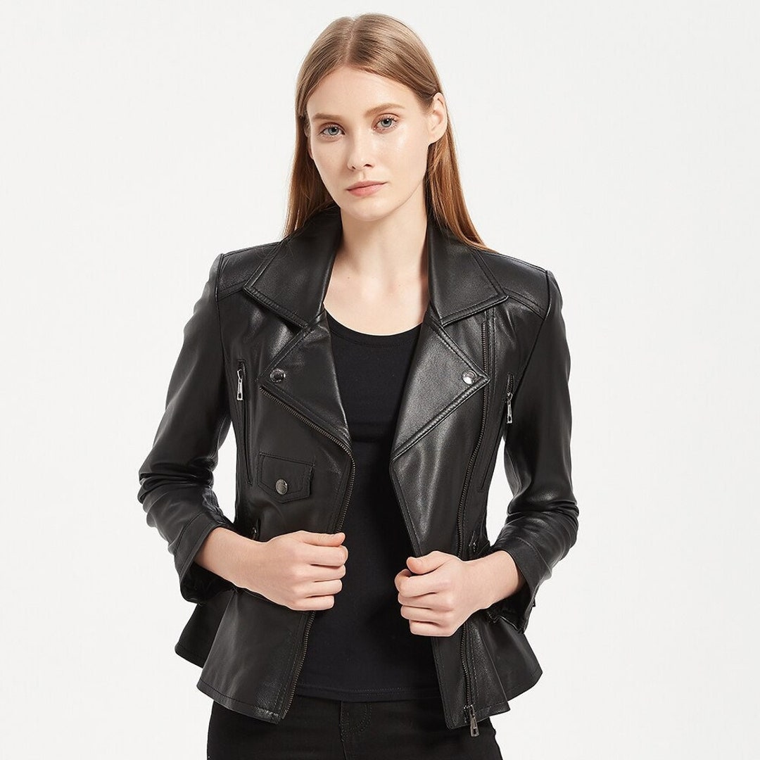 Lambskin Leather Jacket for Women's Biker Jacket Leather - Etsy