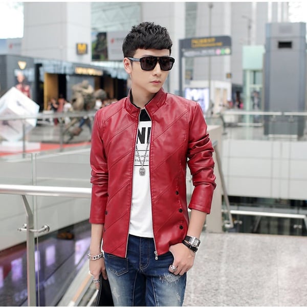 Red Leather Jacket - Etsy